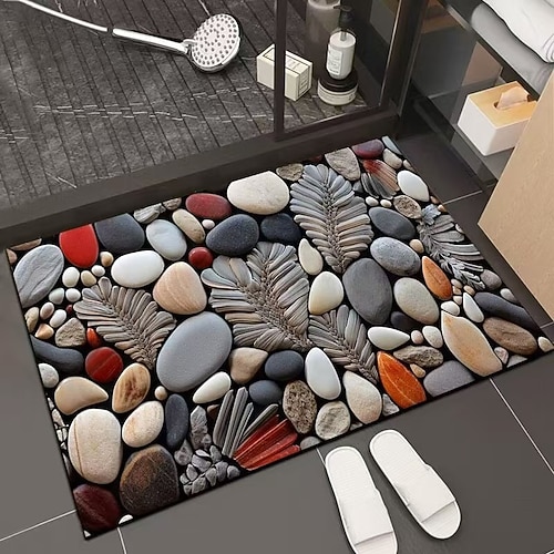 3D-Optische Illusion Fußmatte Visuelle Falle Fußmatte Rutschfest Wasserabsorbierend für Badezimmer Dusche Eingangsbereich Innen Außen Diatomaceous Earth Schnell trocknend Absorbierend 20 x 31 Zoll Image