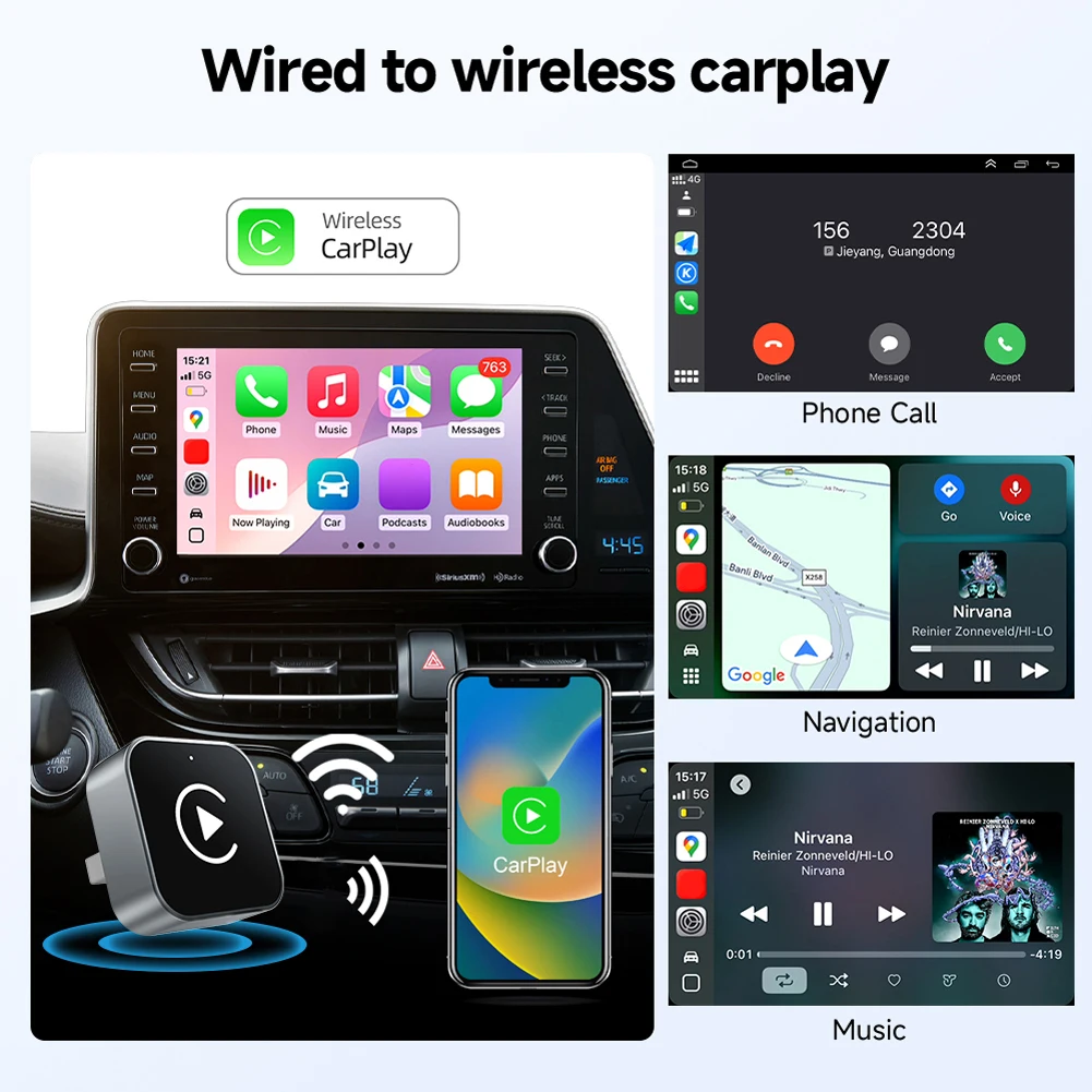 Drahtlose Android Auto Carplay Box/Adapter Carplay AI Box Auto Connect Mini Carplay & Auto Box Dongle Plug & Play für werkseitig verkabelt Image