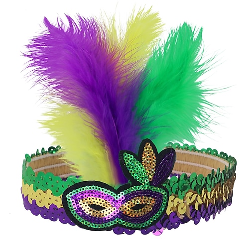 Karnevalskostüm Karneval Federkopfschmuck Cosplay Mardi-Gras-Farben Erwachsene Damen Karneval Fetter Dienstag Karnevalsparade Leistung Party Einfaches Karnevalskostüm Verkleiden Image