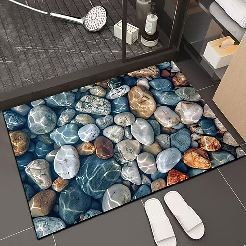 3D-Optische Illusion Fußmatte Visuelle Falle Fußmatte Rutschfest Wasserabsorbierend für Badezimmer Dusche Eingangsbereich Innen Außen Diatomaceous Earth Schnell trocknend Absorbierend 20 x 31 Zoll Image