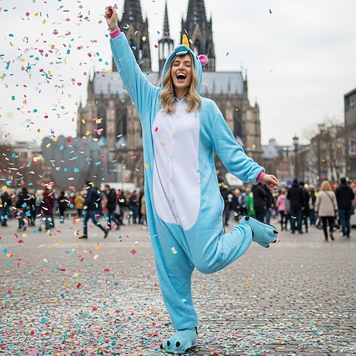 Karnevalskostüm 2026 Tier Einhorn Pony Karneval Kigurumi-Pyjamas Ausgefallene Kostüme Nachtwäsche Warm Lustiges Kostüm Bequem Kinder Erwachsene Unisex Jungen Mädchen Weihnachten Halloween Karneval Image
