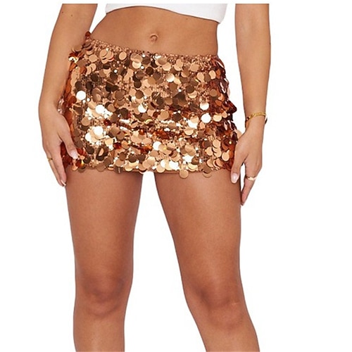 Samba Tanzkleidung Pailletten A-Linien Rock Hüftbetonender Mini-Länge Hot-Girl Short Rock Performance-Kostüm