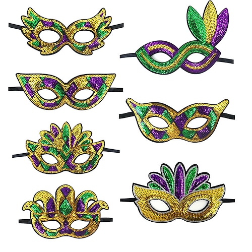 Mardi Gras 2026 Karneval Karnevalsmaske Cosplay Pailletten Mardi-Gras-Farben Kinder Erwachsene Herren Damen Jungen Karneval Fetter Dienstag Karnevalsparade Party Leistung Einfaches Karnevalskostüm Image