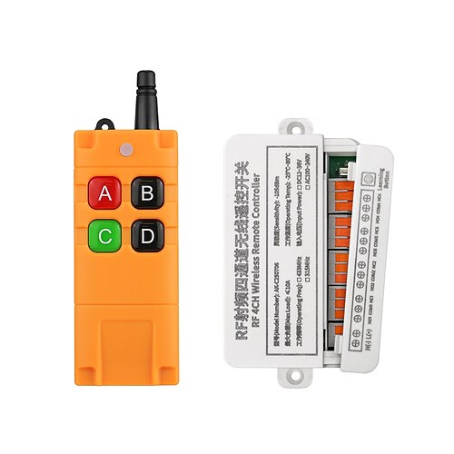DC 12V 24V 36V 4-Kanal-RF-Funkfernbedienung mit Ein-/Ausschalter und Empfänger (433 MHz) Image