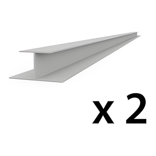 Proslat 8 ft. PROCORE PVC Slatwall H-Trim (Grey 2-Pack)