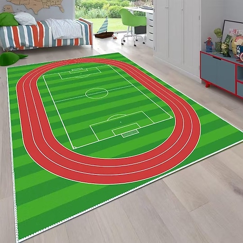 Fußball- und Basketballteppich, großflächig, ideal als Wohnzimmer- oder Sofamatte, dekorativ, rutschfest und strapazierfähig. Image