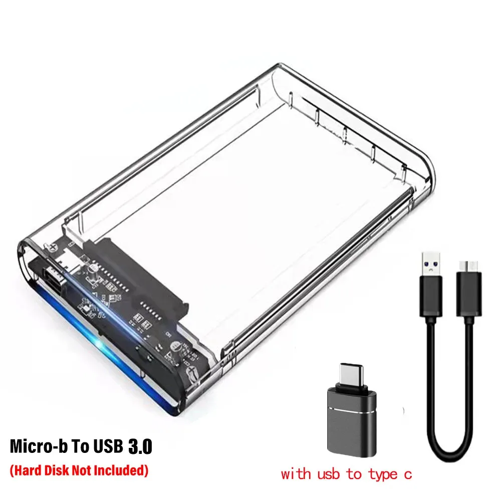 USB3.0 Externes Festplattengehäuse 5 Gbit/s 2,5 Zoll transparentes Festplattengehäuse Festplattengehäuse SATA HDD SSD Aufbewahrungskoffer für Laptop PC Image