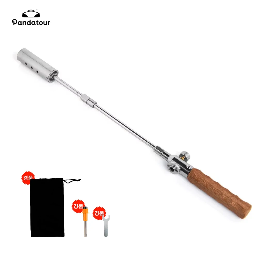 Pandatour Camping Lange Flamme Zünder Outdoor Tragbare Holzgriff Brenner Picknick BBQ Gas Tank Spritzpistole Abnehmbare Herd Toolkit Image