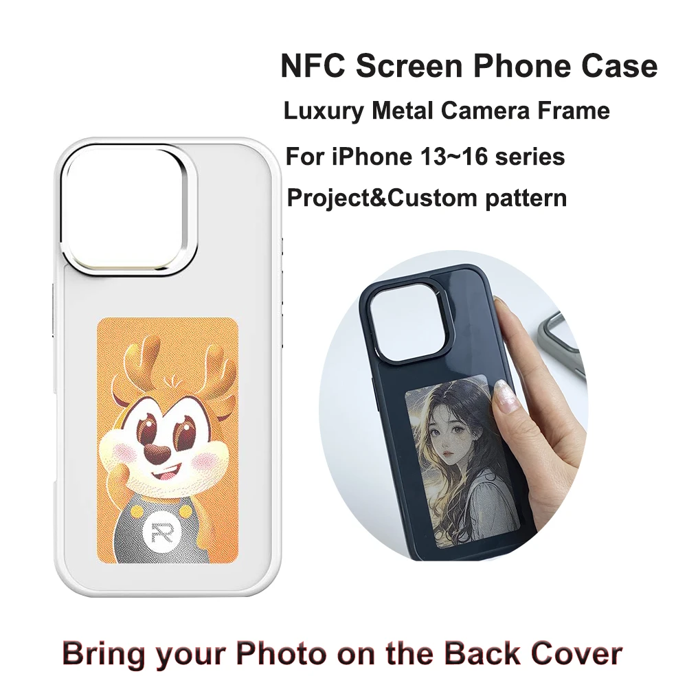 NFC-Funktion KI-Handyhüllen für iPhone 17 16 15 14 13 Pro Max Plus Coque NFC DIY Luxus E-Ink-Bildschirm Anpassbare Handyhülle Image
