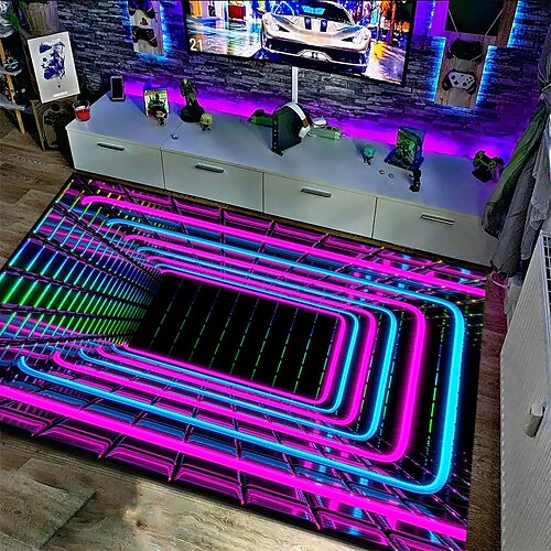 3D-Optische Illusion Teppich visuelle Falle Bodenmatte rutschfest Wirbel bodenloses Loch Design für Türbereich Eingangsbereich Badezimmer Treppen drinnen draußen Diatomit schnell trocknend Image