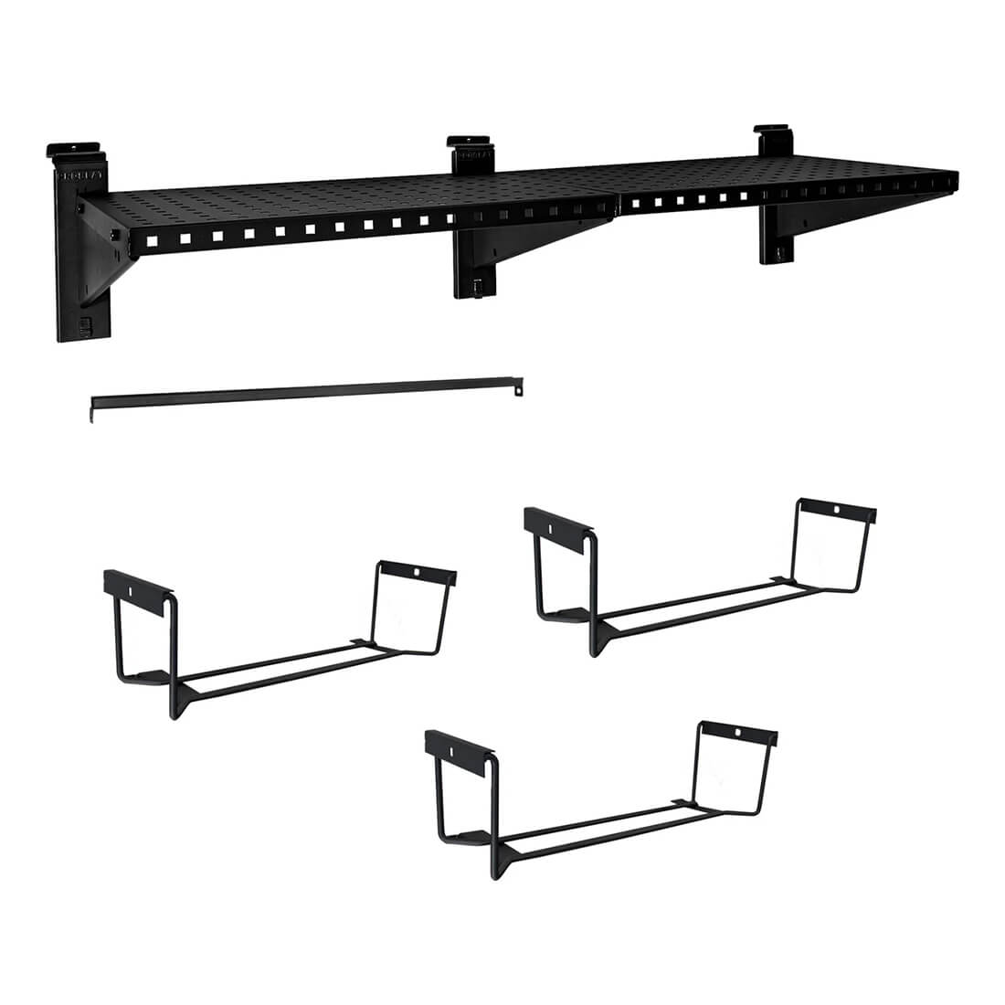 Proslat Stealth Slatwall 48-Inch Heavy Duty Metal Shelf with Tool Holders and Clothing Rod