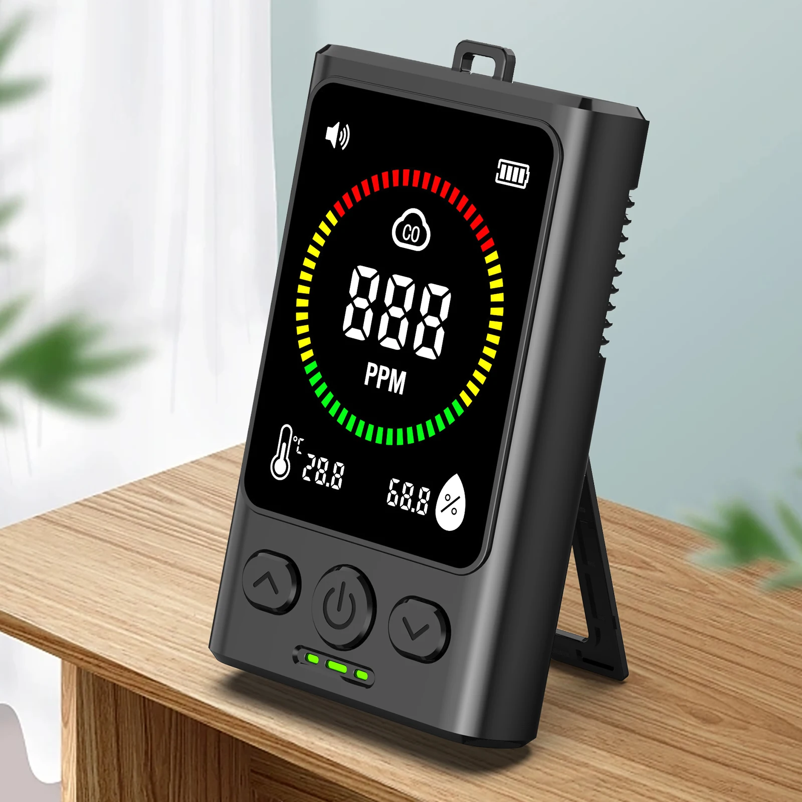 3-in-1 Kohlenmonoxid-Detektor, wiederaufladbarer CO-Detektor mit LCD-Display, CO-Alarmmelder für Zuhause, Hotel, Wohnmobil Image