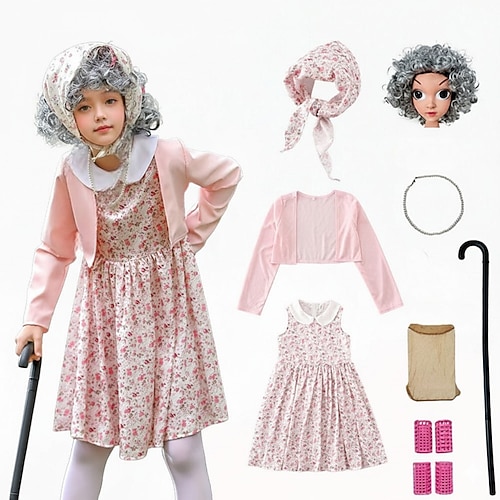 Karnevalskostüm Kostüm zum 100. Schultag 2026 Alte Frau Oma Karneval Ausgefallene Kostüme Cosplay Kinder Erwachsene Damen Mädchen Karneval 100. Schultag Leistung Pädagogisches Ankleiden Verkleidung Image