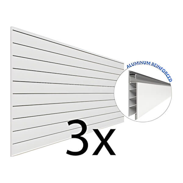 Proslat 4 ft. x 8 ft. PROCORE PVC Slatwall (3-Pack White)