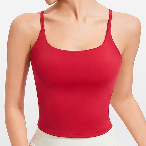 Damen Einfarbig Tank Top Eingebauter BH UV Schutz Schnelltrocknend Elastisch Atmungsaktiv Tennis sportlich Laufen Oberteil Schwarz Weiß Sahne Tennisbekleidung Image
