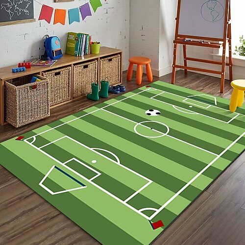 Fußball- und Basketballteppich, großflächig, ideal als Wohnzimmer- oder Sofamatte, dekorativ, rutschfest und strapazierfähig. Image