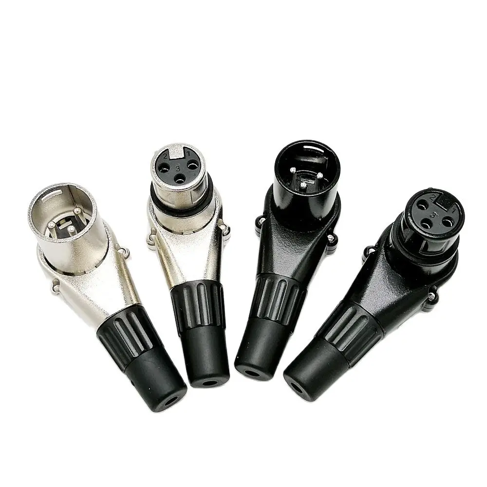 3 pole rechtwinklig XLR Stecker Männlich Weiblich XLR 3 Pin Micphone Stecker Audio Kabel Stecker Multi-directional Monnector Image