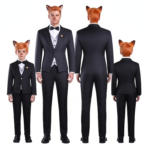 Tierdetektiv roter Fuchs Fuchs-Offizier Ausgefallene Kostüme Anzüge Blazer Karnevalskostüm Cosplay-Kostüm for Herren Jungen Erwachsene Kinder Halloween Karneval Buchwoche Leistung Party Image