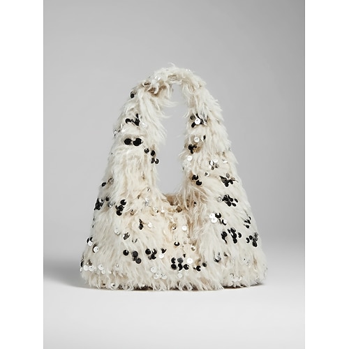 Paillettenbesetzte Damen-Handtasche aus Kunstpelz – funkelndes Design mit weichem Material, erhältlich in zwei Größen, perfekt für Abendveranstaltungen und besondere Anlässe.