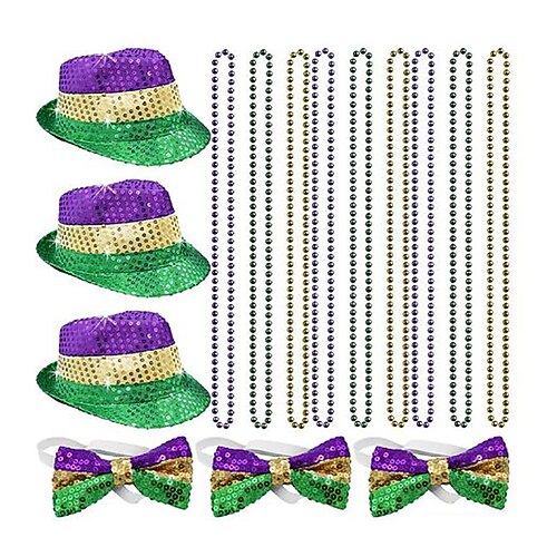 Karnevalskostüm Karneval Hut Maske Fliege Cosplay Mardi-Gras-Farben Erwachsene Herren Karneval Fetter Dienstag Karnevalsparade Leistung Party Einfaches Karnevalskostüm Verkleiden Image