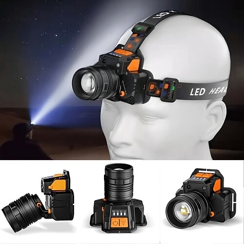 Superhelle LED-Stirnlampe, USB-aufladbar, wasserdicht (IP65), freihändig nutzbar, effizient und komfortabel. Geeignet für Heimwerkerarbeiten und Outdoor-Aktivitäten wie Wandern, Camping und Angeln. Image