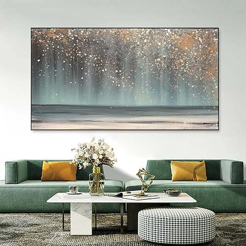 Handgemaltes Ölgemälde auf Leinwand, moderne abstrakte Wanddekoration mit Sternen und Meer, ideal für Wohnzimmer und Zuhause, auf Keilrahmen gespannt / ohne Rahmen Image