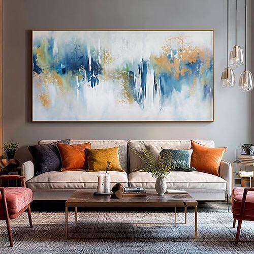 Handgemaltes, luxuriöses Ölgemälde mit Goldfolie, abstraktes Ölgemälde auf Leinwand, moderne nordische Stilkunst, handgefertigtes Ölgemälde, dekoratives Wandbild für Zuhause, Hotel Image