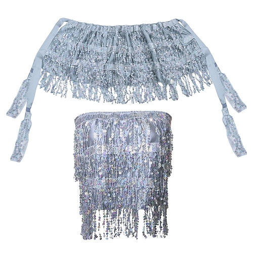 Karnevalskostüm Karneval Rock Trägertop Paillettenkostüm Cosplay Pailletten Fransen Erwachsene Damen Karneval Fetter Dienstag Karnevalsparade Leistung Party Einfaches Karnevalskostüm Verkleiden Image