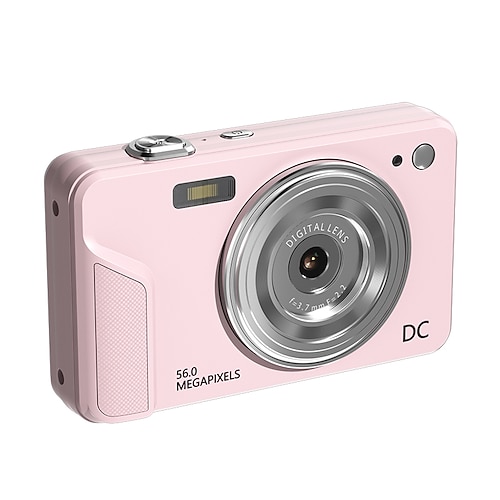 Digitale 56-Megapixel-Kamera für Fotografie, Point-and-Shoot-Digitalkamera mit Autofokus, Dual-Blitz, 16-fach Zoom, Bildstabilisierung, 128-GB-Speicherkarte, kompakte Vlogging-Kamera für Jugendliche