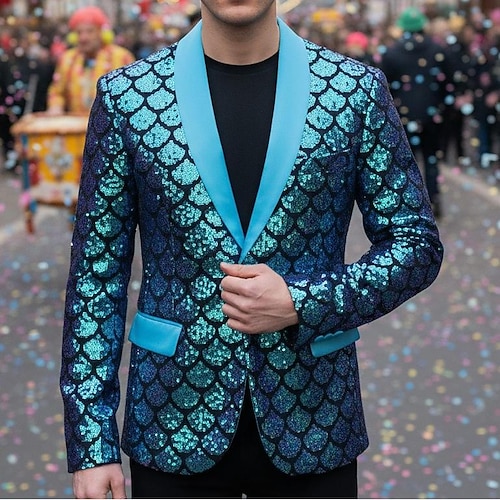 Karnevalskostüm 2026 Disco Karneval Ausgefallene Kostüme Anzüge Blazer Disko Cosplay-Kostüm Pailletten Erwachsene Herren Weihnachten Halloween Karneval Club Party Leistung Einfaches Karnevalskostüm Image