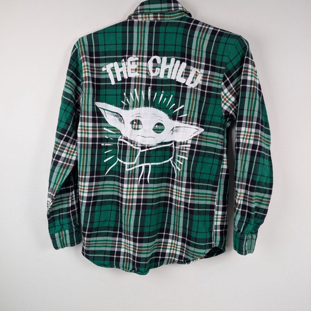 Disney Tops | Disney X Cakeworthy Star Wars Mandalorian The Child Grogu Flannel - Large | Color: Green/White | Size: L