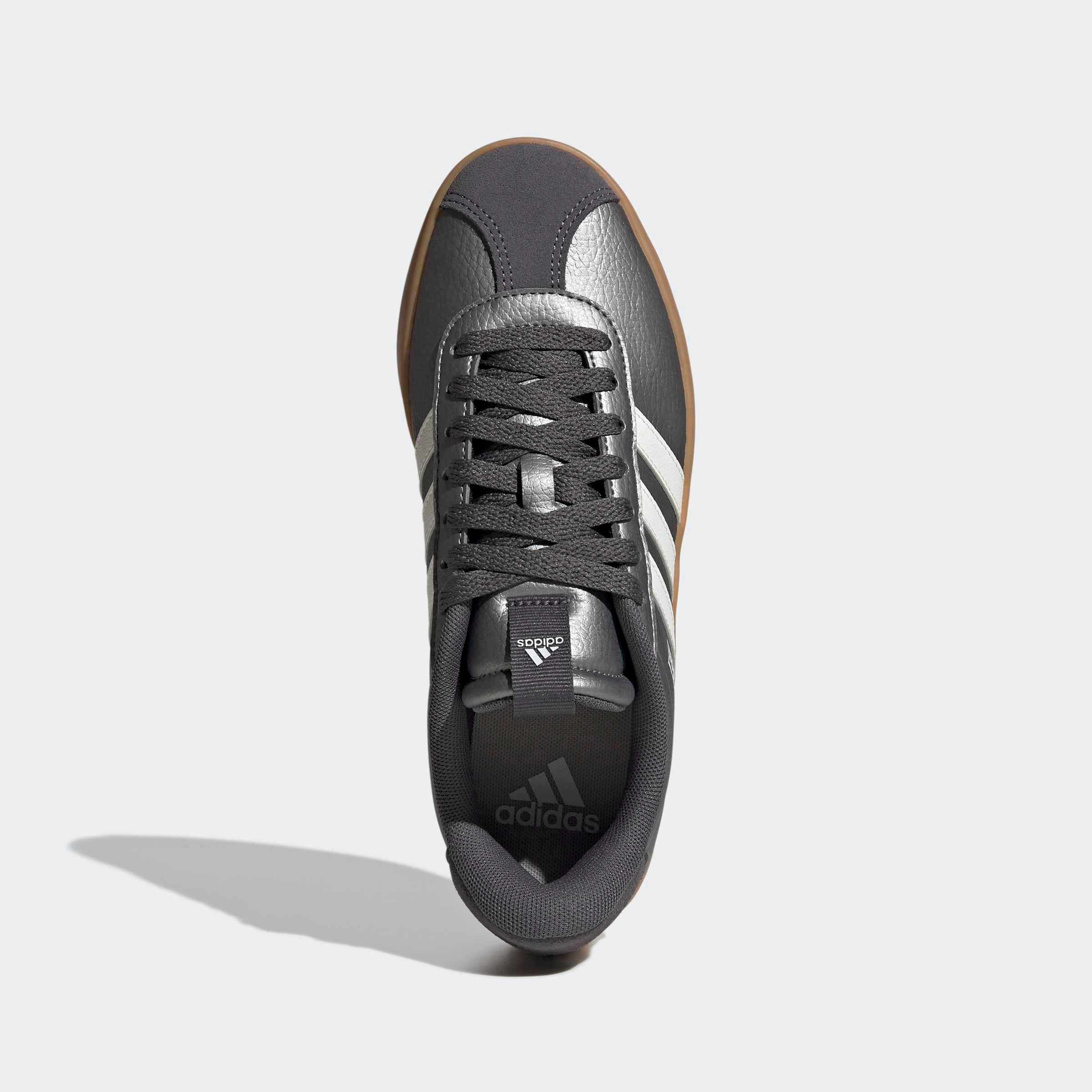 Sneaker ADIDAS SPORTSWEAR "VL COURT 3.0", Damen, Gr. 41, iron metallic, core weiß, grau five, Leder, Synthetik, Schuhe Sneaker
