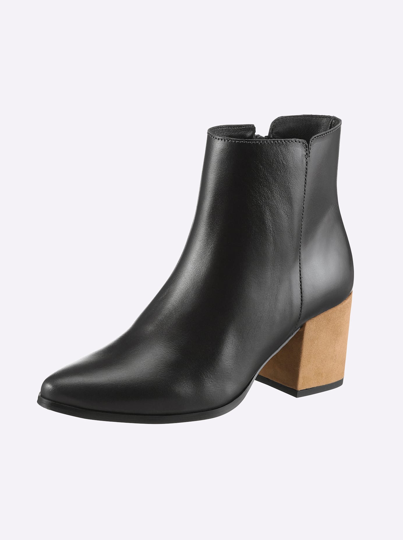 Stiefelette HEINE, Damen, Gr. 36, braun, camel, Glattleder, Leder, Schuhe Stiefelette