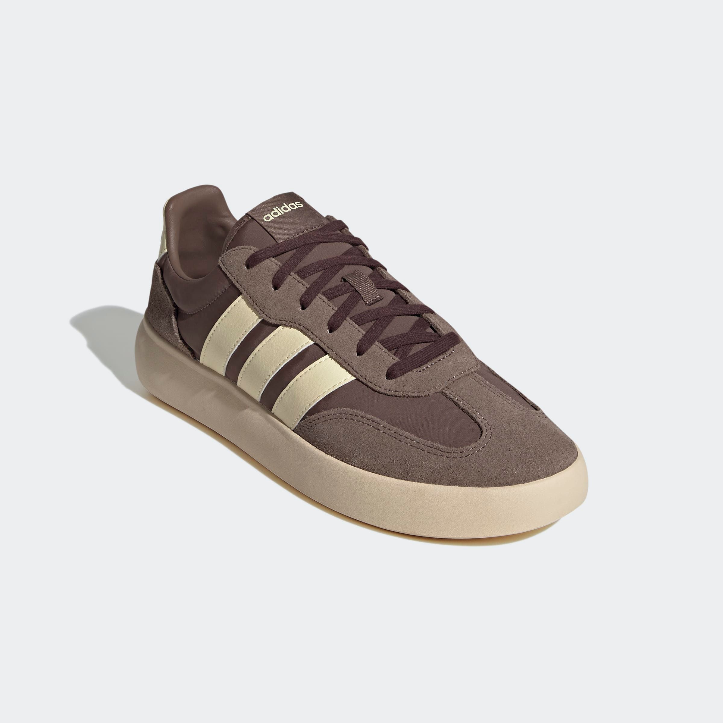 Sneaker ADIDAS SPORTSWEAR "BARREDA DECODE", Herren, Gr. 41, earth strata, warm vanilla, shadow braun, Leder, Textil, Schuhe Sneaker, inspiriert vom Design des adidas Handball Spezial