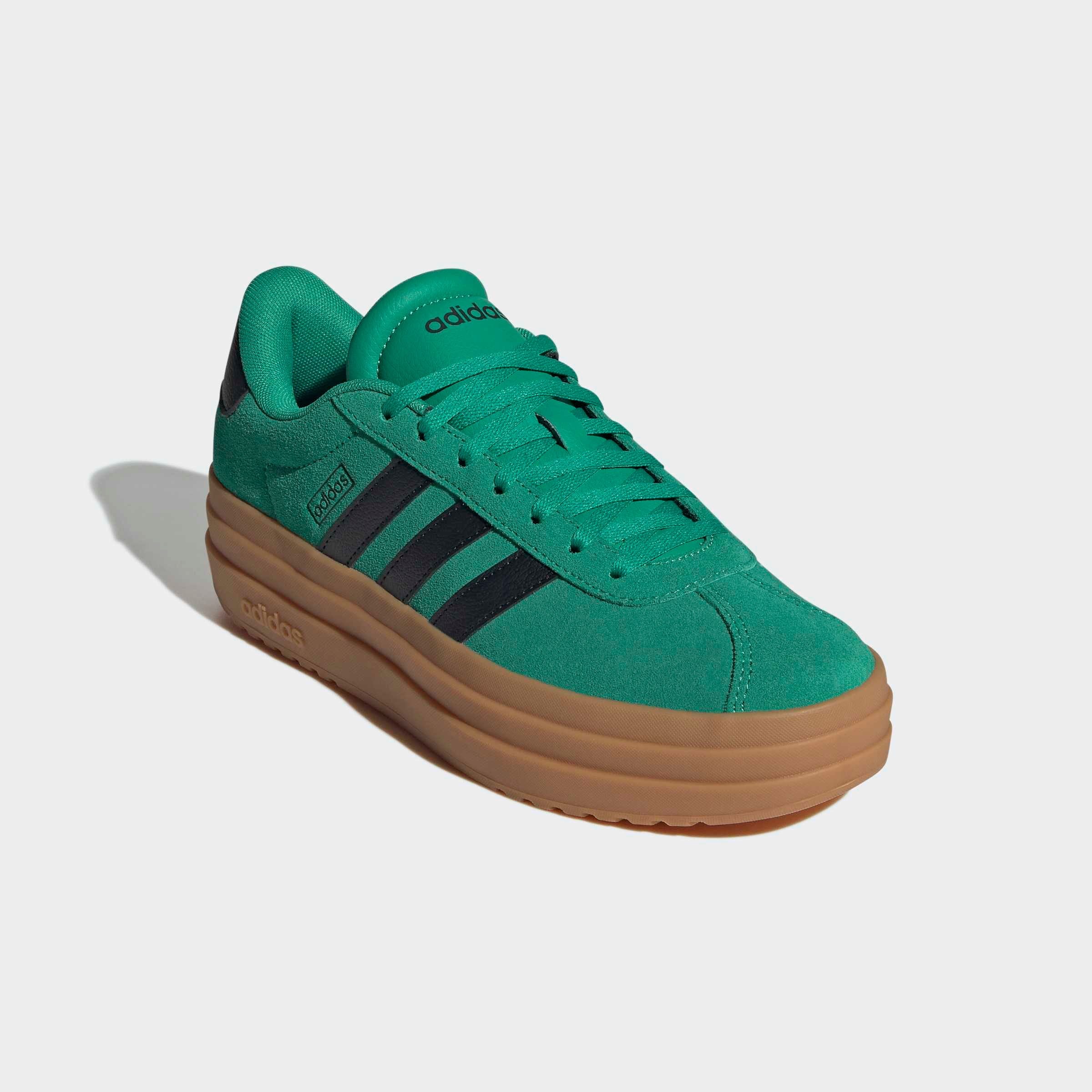 Plateausneaker ADIDAS SPORTSWEAR "VL COURT BOLD", Damen, Gr. 40, court grün, core schwarz, gum10, Leder, Synthetik, Schuhe Plateausneaker