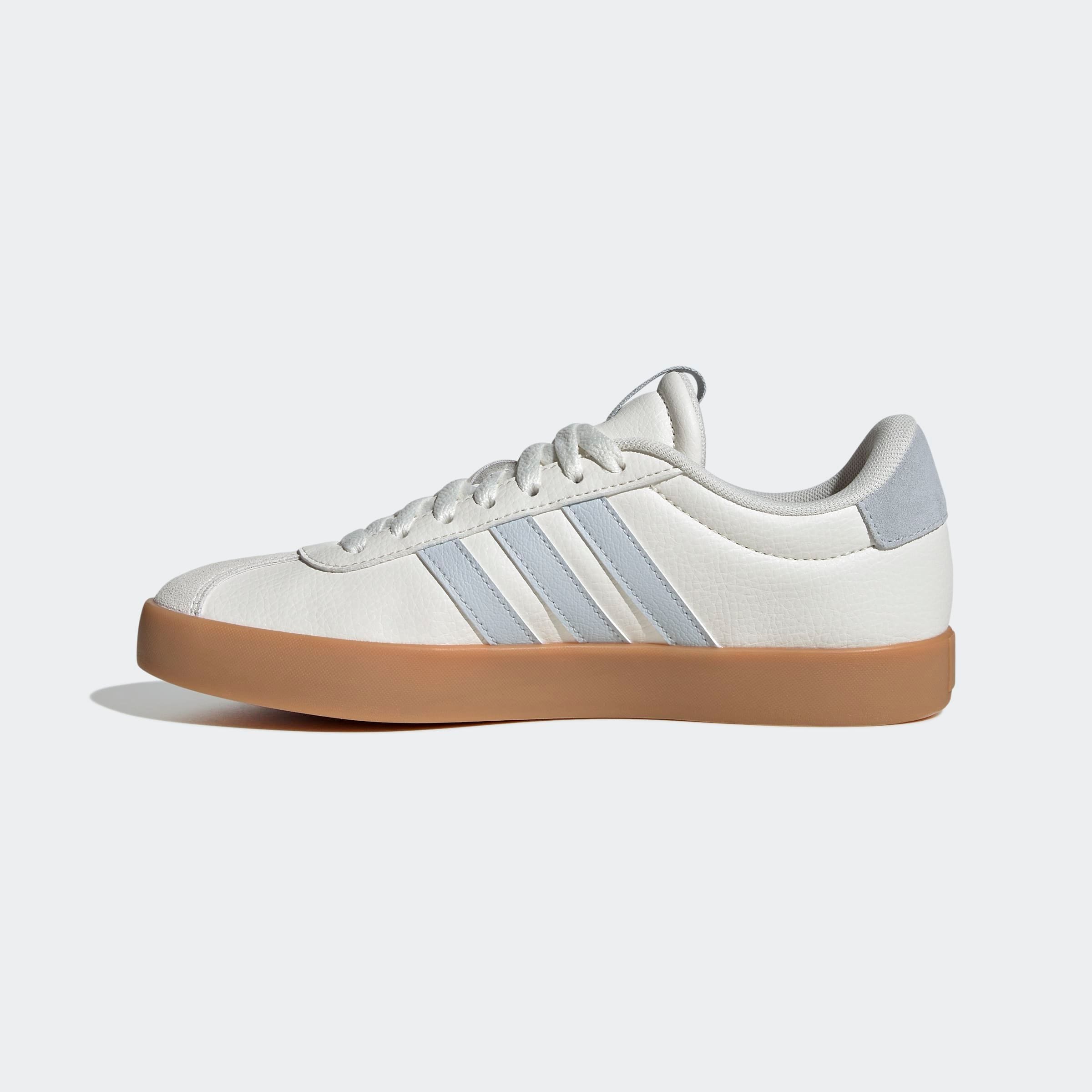Sneaker ADIDAS SPORTSWEAR "VL COURT 3.0", Damen, Gr. 42,5, core weiß, halo blau, gum 3, Leder, Synthetik, Schuhe Sneaker