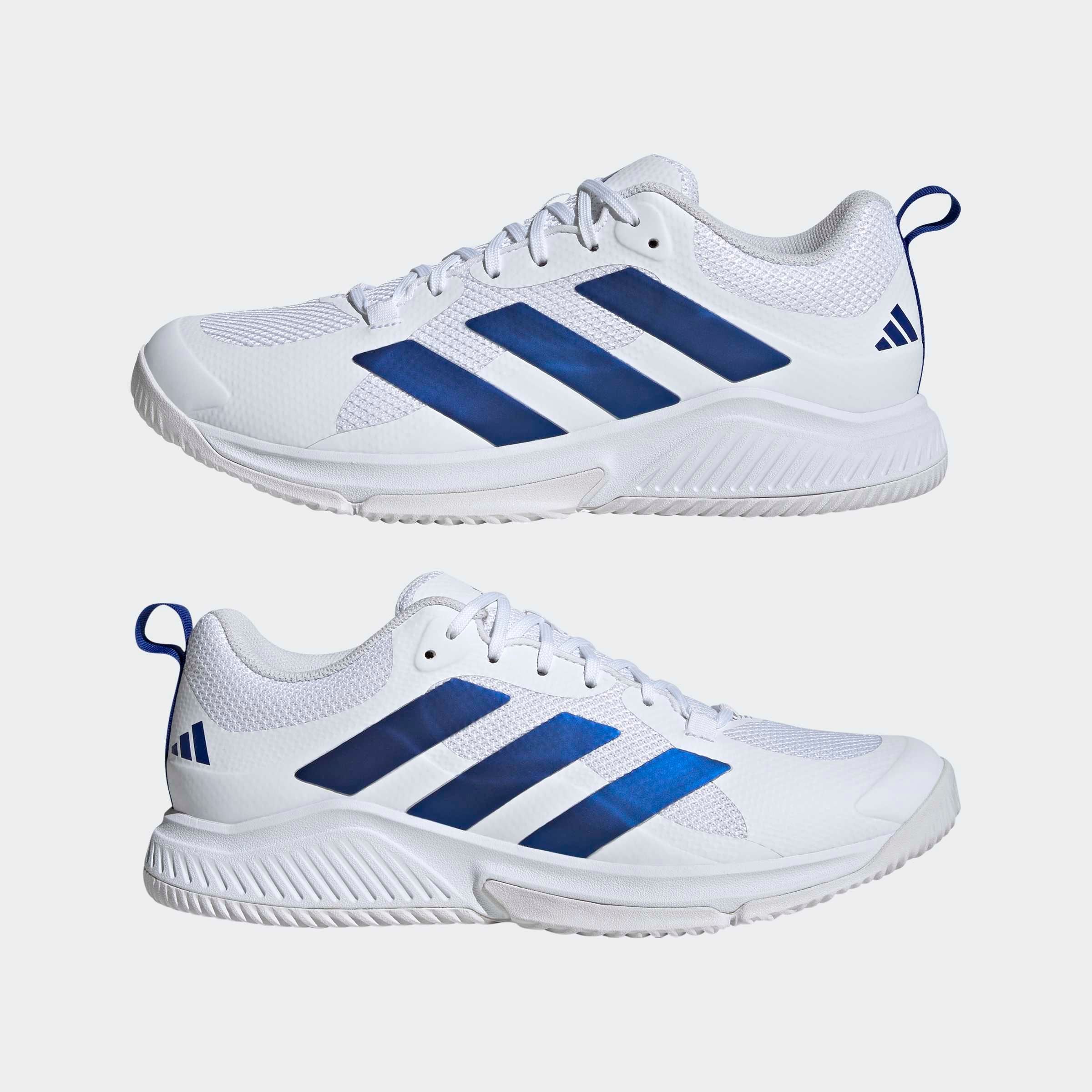 Hallenschuh ADIDAS PERFORMANCE "COURT TEAM BOUNCE 2.0", Herren, Gr. 43, cloud weiß, royal blau, cloud weiß, Synthetik, Textil, Schuhe Hallenschuh