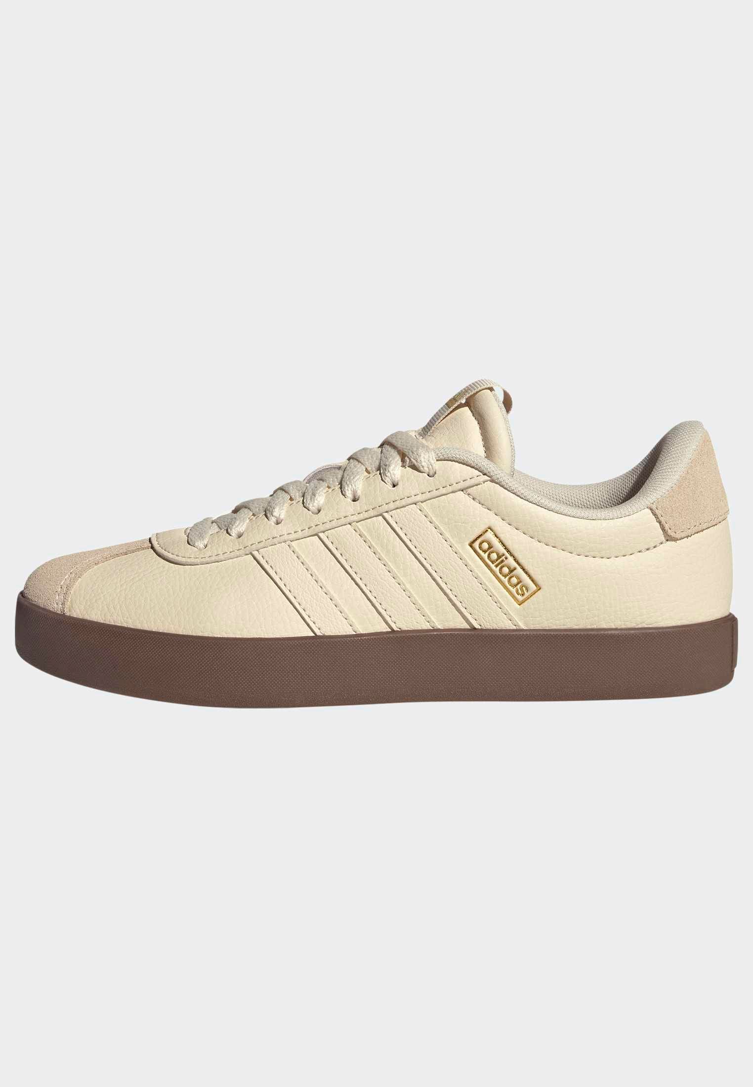 Sneaker ADIDAS SPORTSWEAR "VL COURT 3.0", Damen, Gr. 39, wonder weiß, wonder weiß, gold metallic, Leder, Synthetik, Schuhe Sneaker