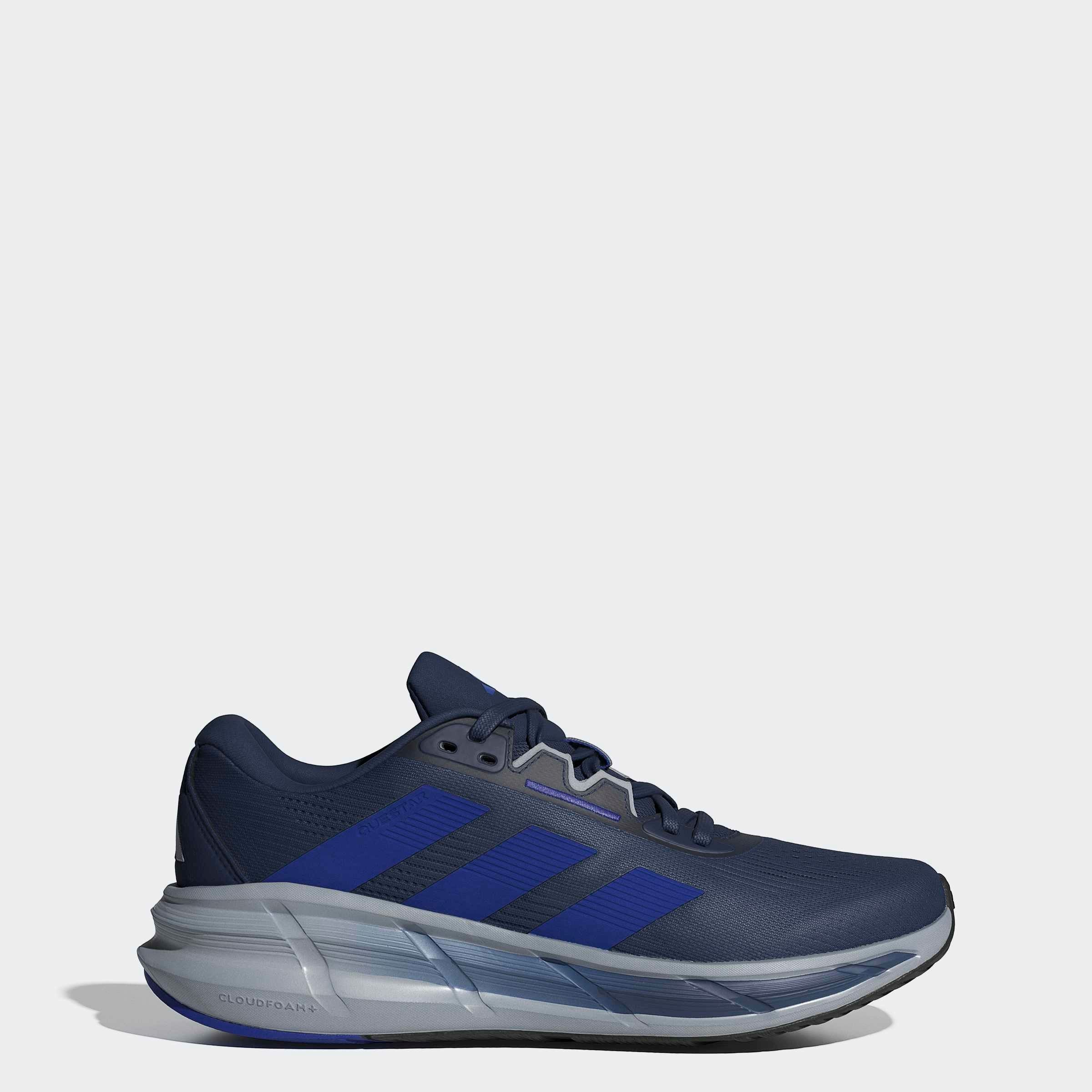 Laufschuh ADIDAS PERFORMANCE "QUESTAR 3", Damen, Gr. 46, tech indigo, lucid blau, halo silber, Synthetik, Textil, Schuhe Laufschuh