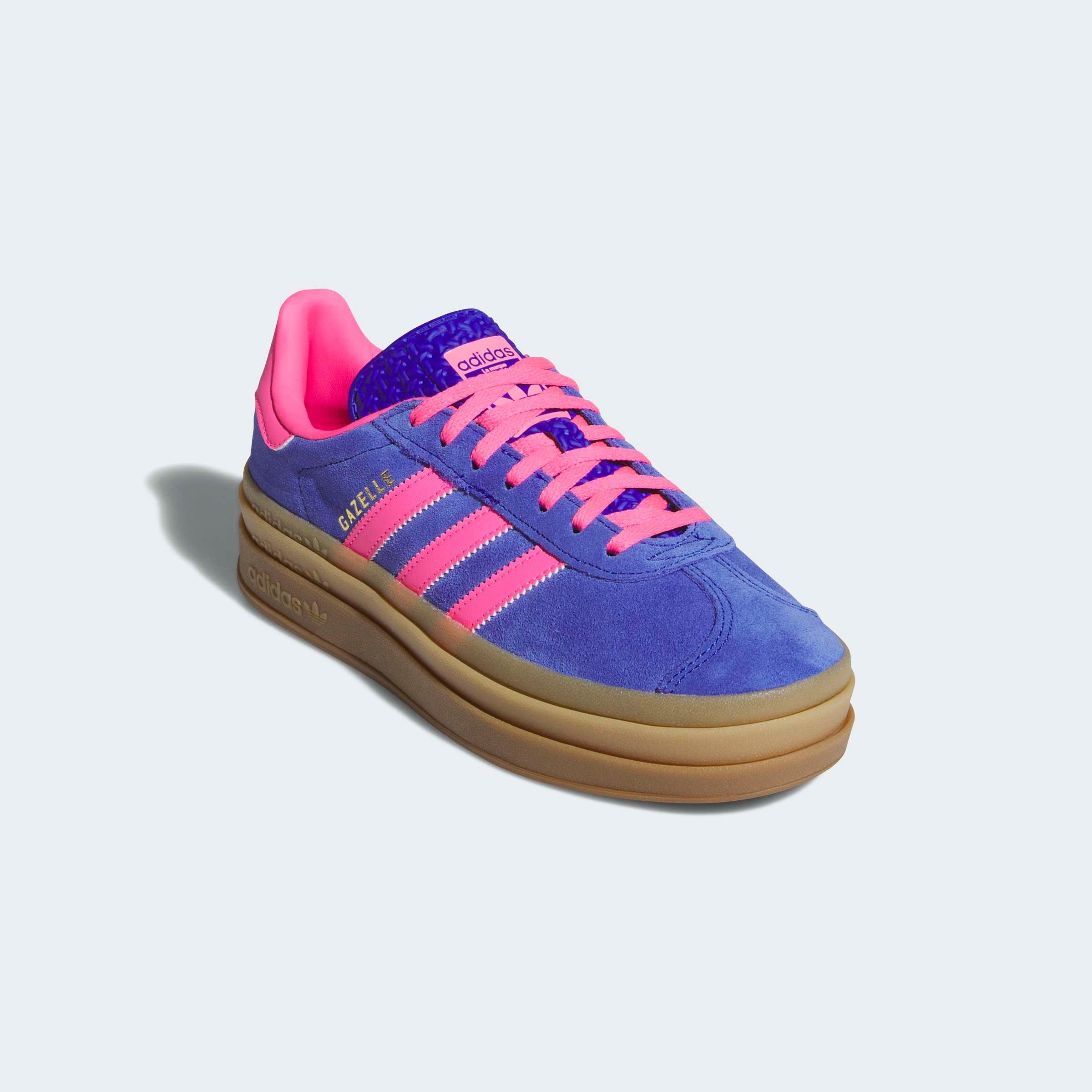 Sneaker ADIDAS ORIGINALS "GAZELLE BOLD", Damen, Gr. 39, lucid blau, lucid pink, gold metallic, Leder, Synthetik, Schuhe Sneaker