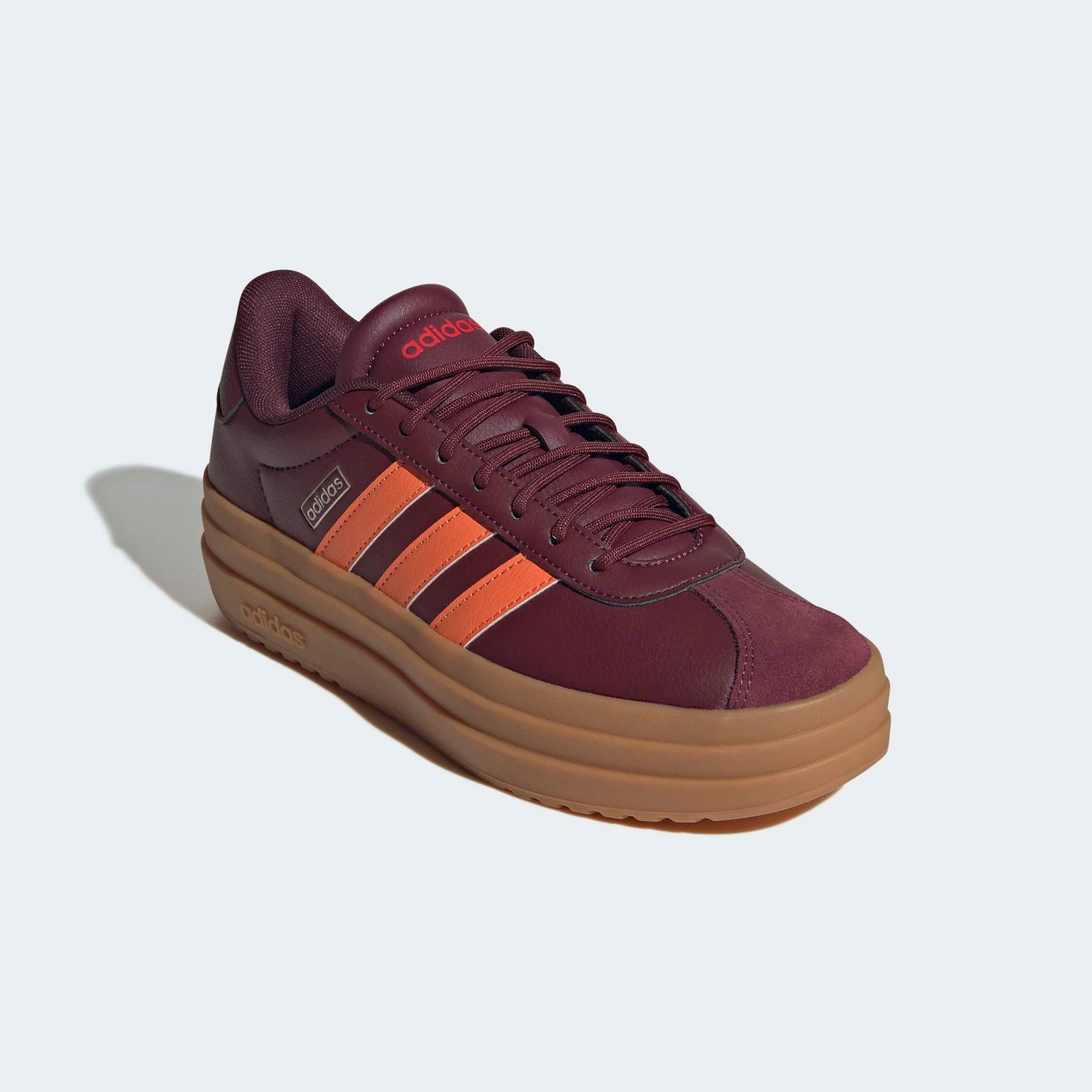 Plateausneaker ADIDAS SPORTSWEAR "VL COURT BOLD", Damen, Gr. 39, maroon, dusky orange, pure ruby, Leder, Synthetik, Schuhe Plateausneaker
