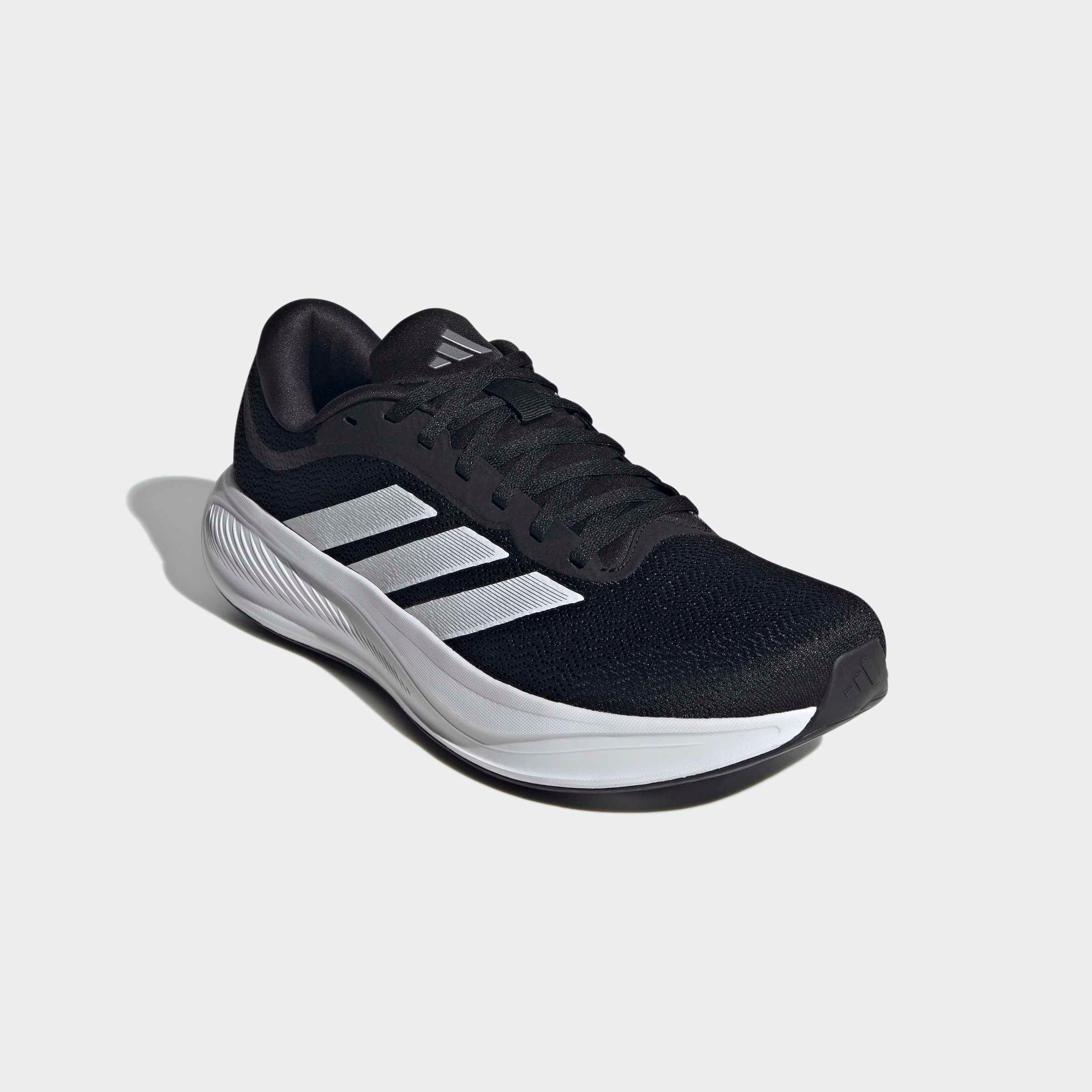 Laufschuh ADIDAS PERFORMANCE "RESPONSE RUNNER 2", Damen, Gr. 42,5, core schwarz, cloud weiß, matte silber, Synthetik, Textil, Schuhe Laufschuh