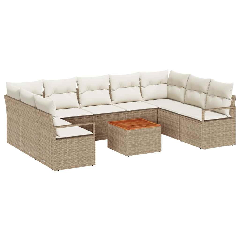 vidaXL Garten-Sofa-Set 10 pcs Beige und Weiß Image