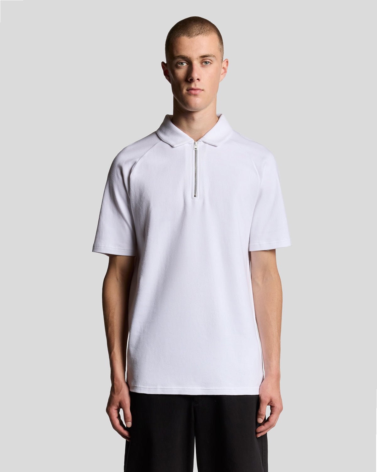 Lyle & Scott Interlock-Poloshirt mit Reißverschluss – Weiß Image