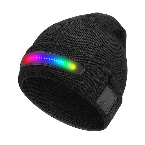 Cappello con faro lavorato a maglia, nuovo cappello con illuminazione natalizia a LED per esterni, ricaricabile tramite USB, alimentatore da 1,5-3 W, controllo tramite pulsante, ricarica di tipo C,