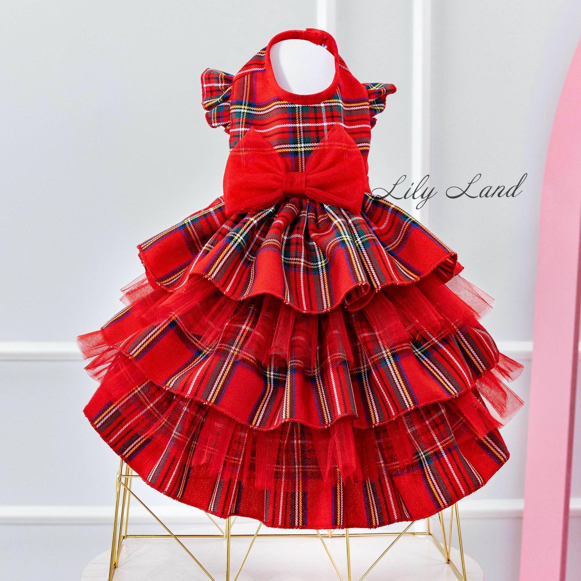 PRONTO PER LA SPEDIZIONE - Vestito natalizio a quadri rossi per animali domestici, abito per festa di compleanno, vestito per servizio fotografico per