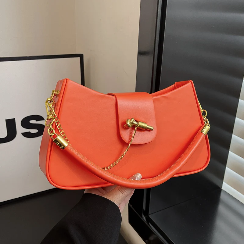 Sac à bandoulière Orange Style français, sac à main sous les bras, bourse de shopping 8 couleurs, sac à bandoulière en cuir Pu, pochette à la mode, petite sacoche