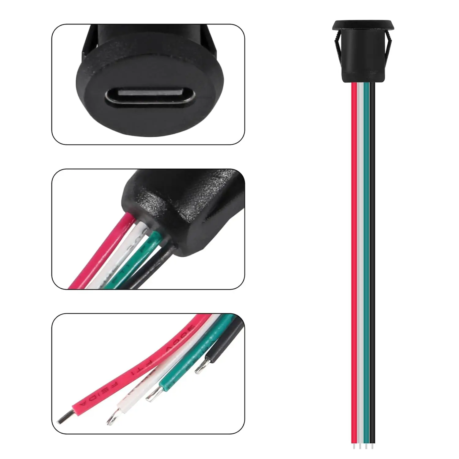 8 stücke Typ-C Weibliche Chassis 4pin Ohne Terminal Direkt Crimp USB Weibliche Chassis C Stecker Jack Weibliche lade Port Wasserdicht Image