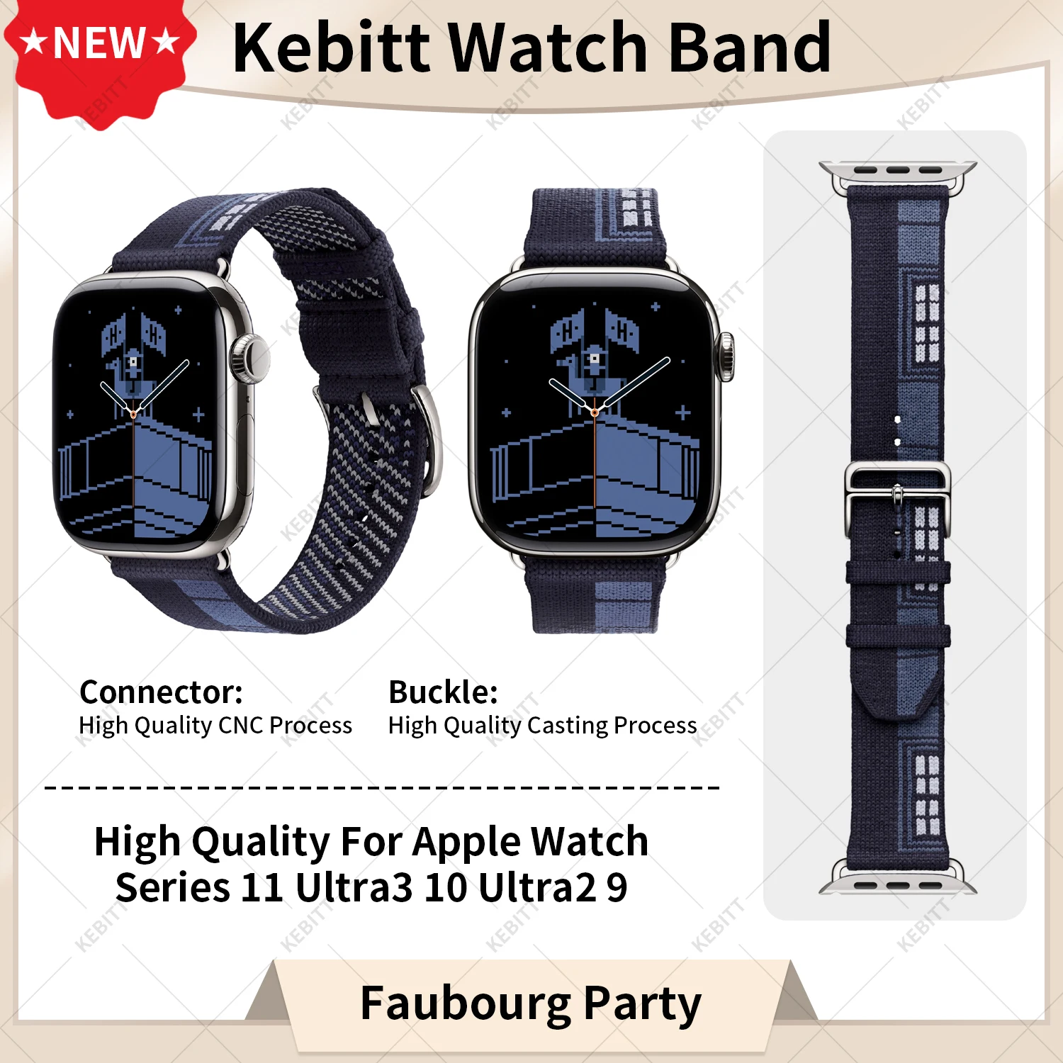 Kebitt Faubourg Party Iwatch Band Universalarmband für Apple Watch Ultra 3 2 Serie 11 10 9 8 7 6 SE 3 kompatibles Armband Montre Image