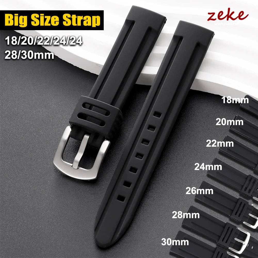 30mm 28mm 26mm 24mm 22mm 20mm 18mm Gummi Uhrenarmband Herren Sport Armband Weiche Tauchen Wasserdichte Silikon Handgelenk Gürtel Armband Image